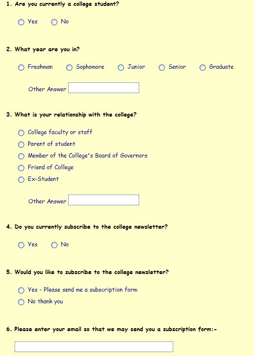 Display showing survey after all informational 'Go to' statements have been removed